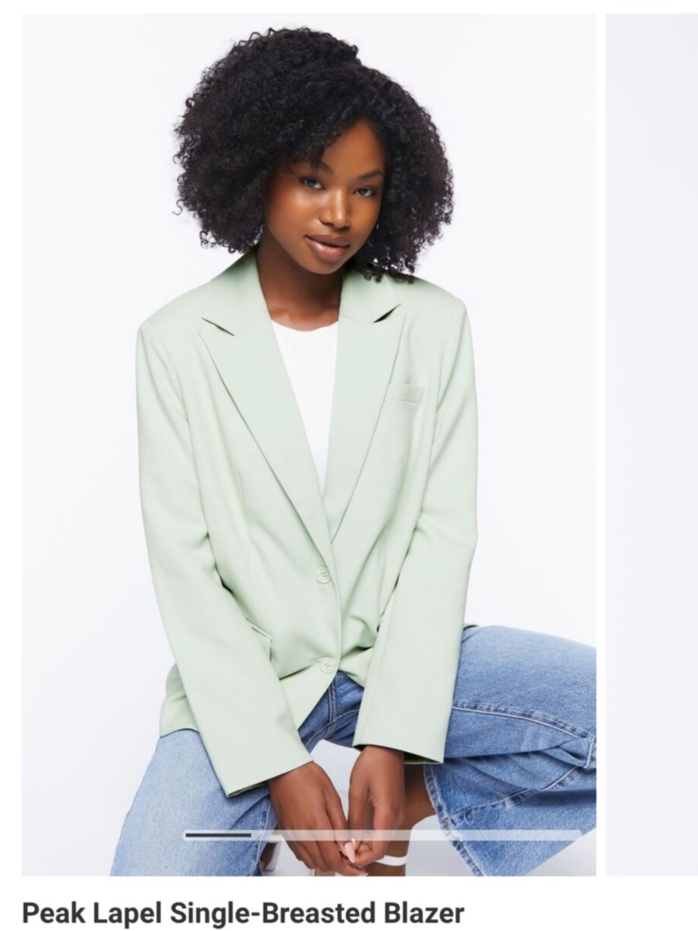 Forever 21 Mint Green Single-Breasted Peak Lapel Blazer